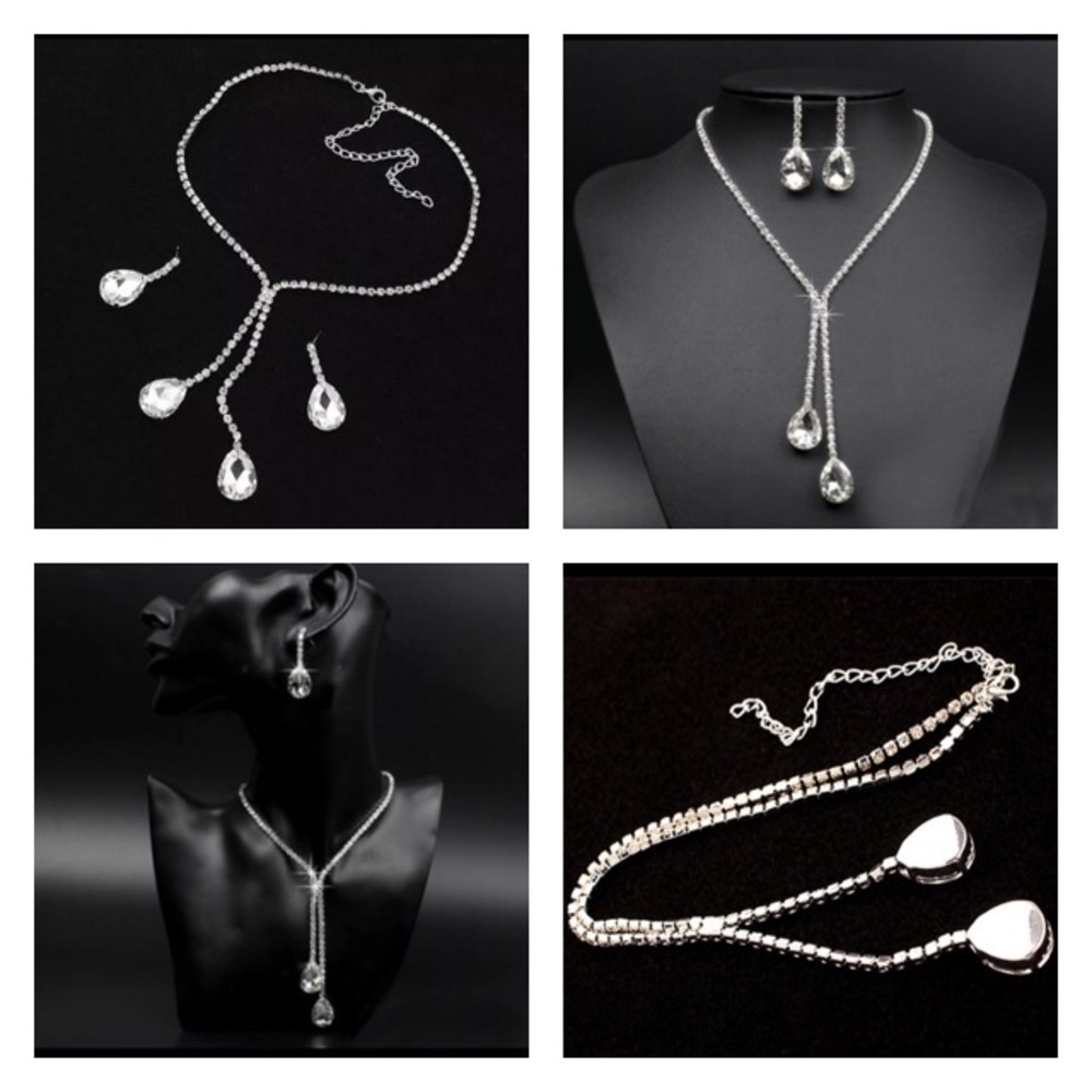NEW!๐๐TEARDROP! CZ Y FORMAL BRIDAL PROM SET!๐๐ - Picture 7 of 8